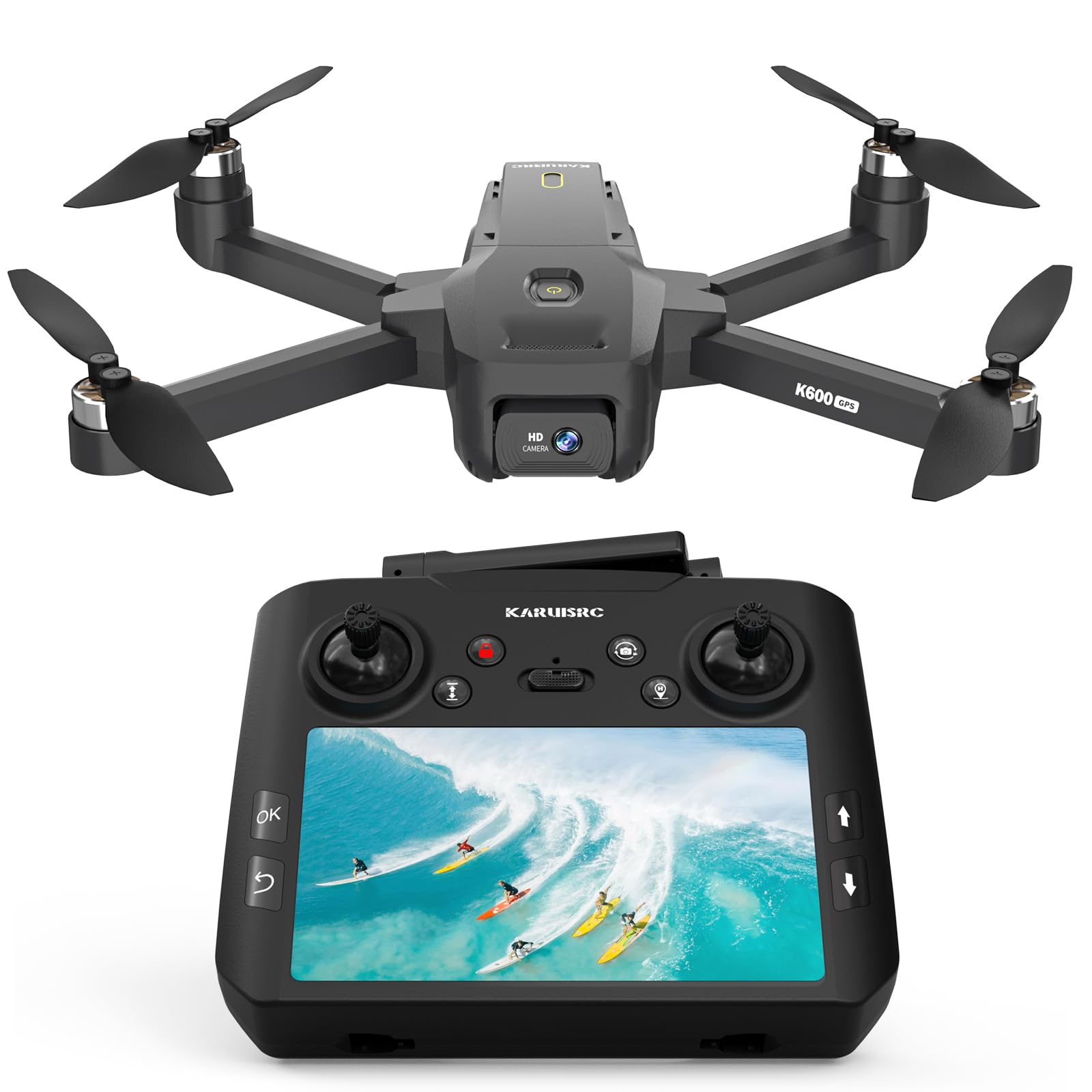 Photo 1 of GPS Drone with Camera 4.5 HD Screen Remote for Adults Beginners,FPV Drone Professional Auto Return Home Follow Me,5GHz Transmission Gesture Gravity Control,Altitude Hold 32GB SD Card,under 249g