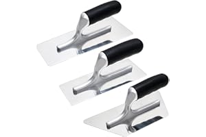 DIXIANG Venetian Plaster Finishing Trowel Set 3 PC Polished Stainless Steel with Rubber Handle Paint Plastering Tools
