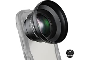 NEEWER HD 65mm Telephoto Phone Camera Lens with Lens Hood Only for 17mm Thread Lens Backplate Cell Phone Cage Case, 1.7X Zoom Lens Attachment Compatible with iPhone 16 15 S25 S24 Ultra Android, LS-66