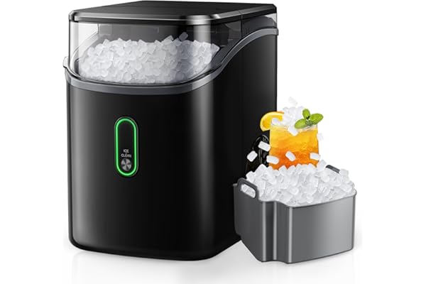 Silonn Nugget Ice Maker Countertop, Pebble Ice Maker with Soft Chewable Ice, One-Click Operation Ice Machine with Self-Cleani