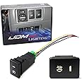iJDMTOY Factory Style 4-Pole 12V Push Button Switch w/LED Background Indicator Lights Compatible with Fog Lights, DRL, LED Light Bar, etc (200 Series Toyota, 33x22mm)