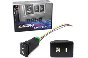 iJDMTOY Factory Style 4-Pole 12V Push Button Switch w/LED Background Indicator Lights Compatible with Fog Lights, DRL, LED Light Bar, etc (200 Series Toyota, 33x22mm)