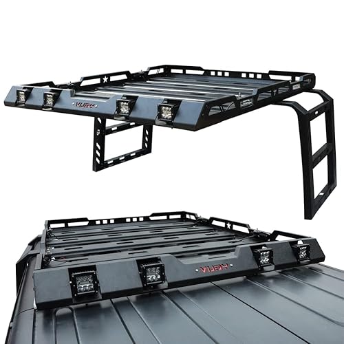 TIOYAR Wrangler Hard Top Basket Roof Rack w/Ladder LED Lights
