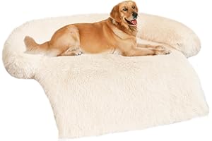 WELLYELO Dog Couch Bed 45In Calming Dog Bed Dog Sofa Couch Beds for Extra Large Dogs and Cats Fluffy Plush Dog Mats for Furniture Protector with Washable Cover (45x37x6, White)