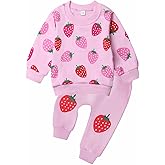 FUNMETA Baby Girl Clothes 2 Piece Cute Outfit, Long Sleeve Pullover Crewneck Sweatshirt with Jogger Pants Set for Fall Winter