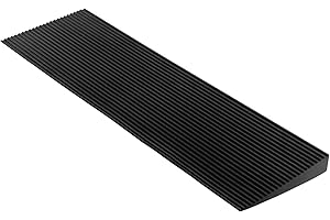CINNYE 1.8'' Rise Solid Rubber Wheelchair Ramp,Threshold Ramp Used for Thresholds,Doorways and Bathroom (High:1.8 Inch(Pack of 1)) Black