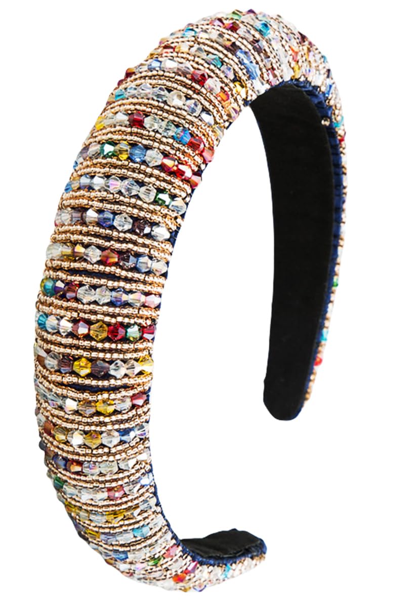 scicent Head Band Rhinestones Crystal Padded Headbands Diamond Shiny Hairbands Wide Glitter Beaded Hair Band Accessories for Women Girls 16423 — image 1