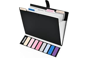 XRUNMIX 5 Tabs-Expanding File-Folder, 5 Pockets Accordion-File-Organizer, A4/US Letter Size Paper Documents Receipt Organizer Accordian Filing Folder for Classroom, Home, Office and Travel (Black)