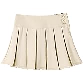Bienzoe Girls School Uniform Skirt: Kids Adjustable Waist Pleated Dance Skort