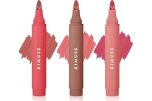 KIMUSE Lip Stain Tip Marker Set, Long Lasting Waterproof Smudgeproof Lip Liner Stain, Matte Natural Finish, All Day Wear Lip Color (Sunset Nudes)