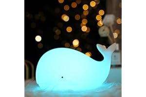 TriPro Whale Silicone Nursery Night Light Beach Room Decor Desk Lamp Toys,Bedroom Decorations Gifts for Toddlers,Girls And Boys ,Baby,Kids,Teens''