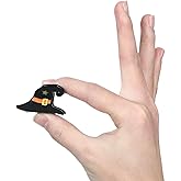 Original Italian-Designed Mini Hair Claw Clips for Women - Black Witch Hat, Handmade Cute Vintage Halloween Hair Accessories for Hair Deco, Plant-Based Acetate, Gift Boxed