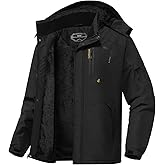 ASPO Men's Waterproof Ski Jacket Winter Warm Snow Coat Fleece lined Snowboard Hooded Mountain Windbreaker Raincoat Hiking