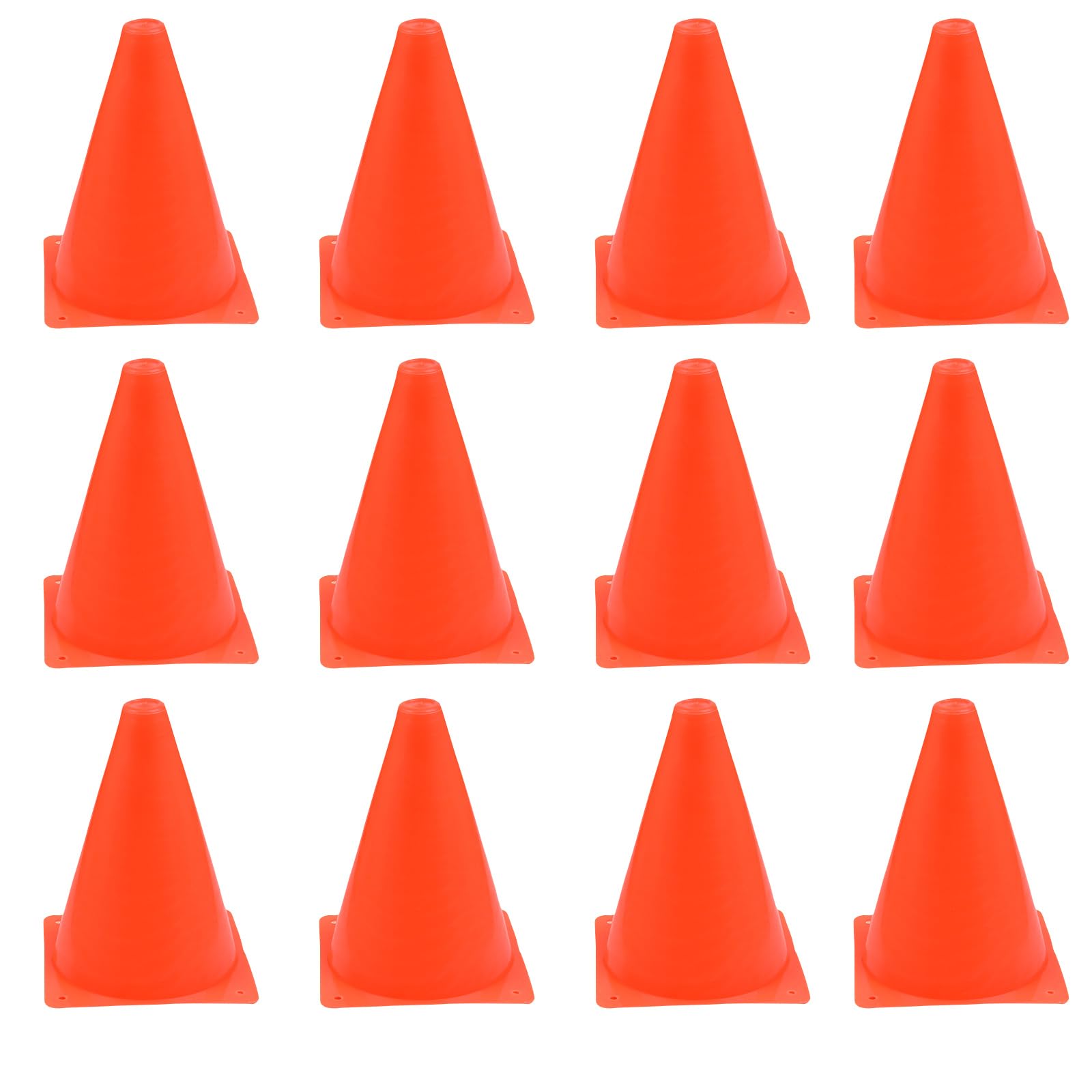BUYGOO 12Pcs Sport Training Cones for Football 18cm Play Cones for Kids Orange Traffic Cones Marker Durable Plastic Training Cones for Games, Sports, Dog Training