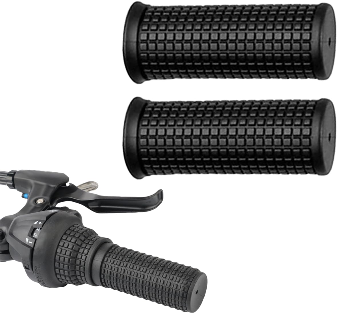 Photo 1 of 1 Pair Black Anti Slip Bike Bicycle Short Handlebar Grips for Twising Shifter, Shockproof Anti Slip MTB Parts, Soft TPR Rubber Handlebars