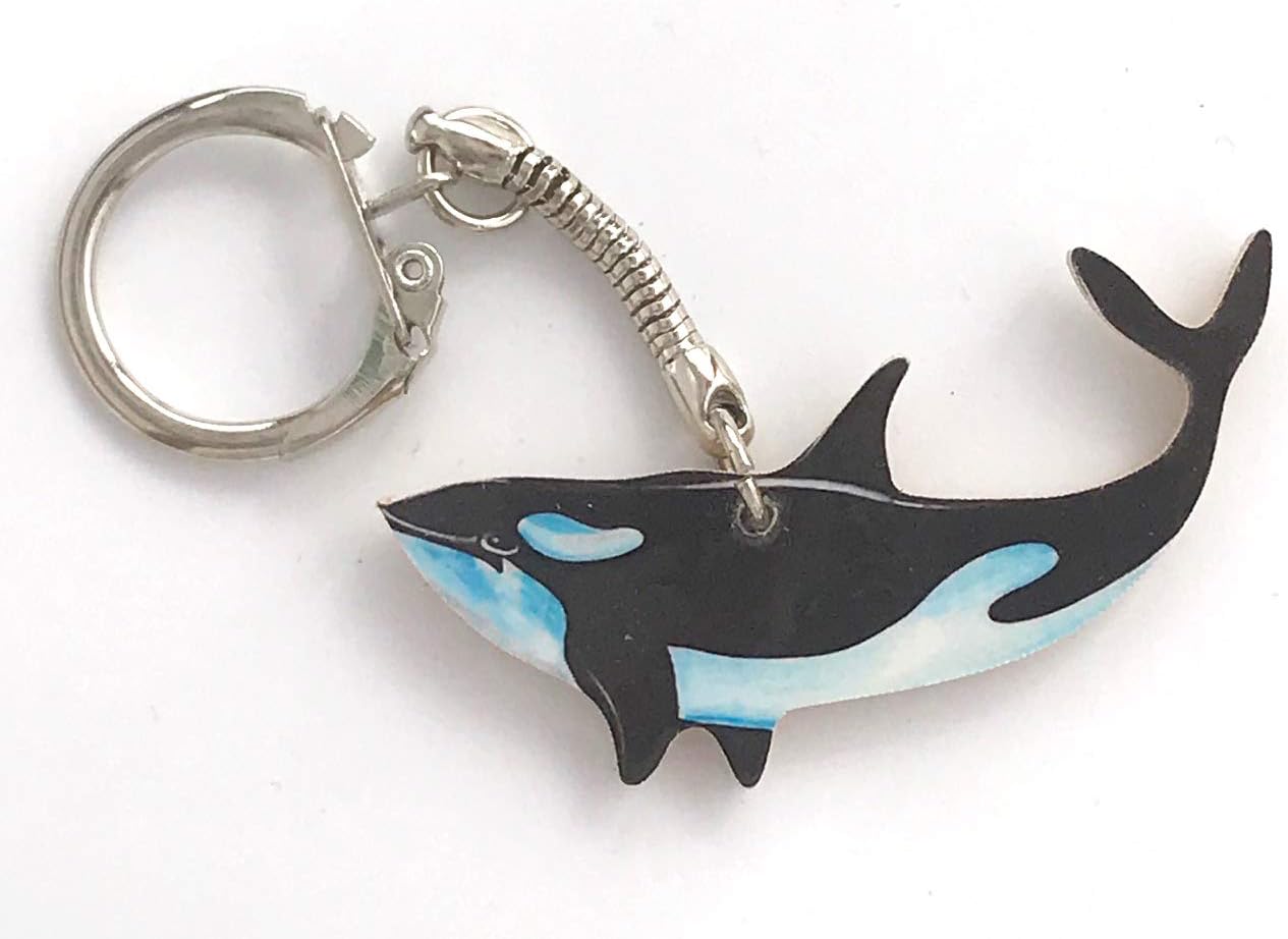 Orca Killer Whale Keyring - Hand Cut - Wooden - OC8K