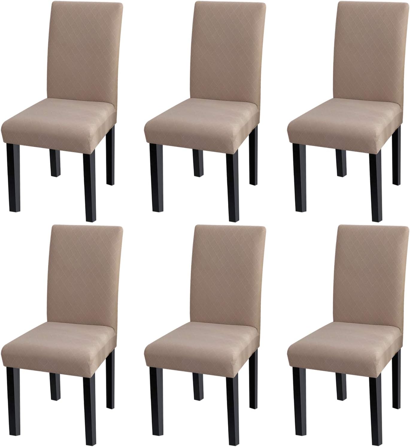YISUN Dining Chair Covers, Stretch Removable Washable Dining Chair Protector Parsons Chair Slipcover for Hotel, Dining Room, Ceremony, Banquet Wedding Party (Light Brown, 6 PCS)