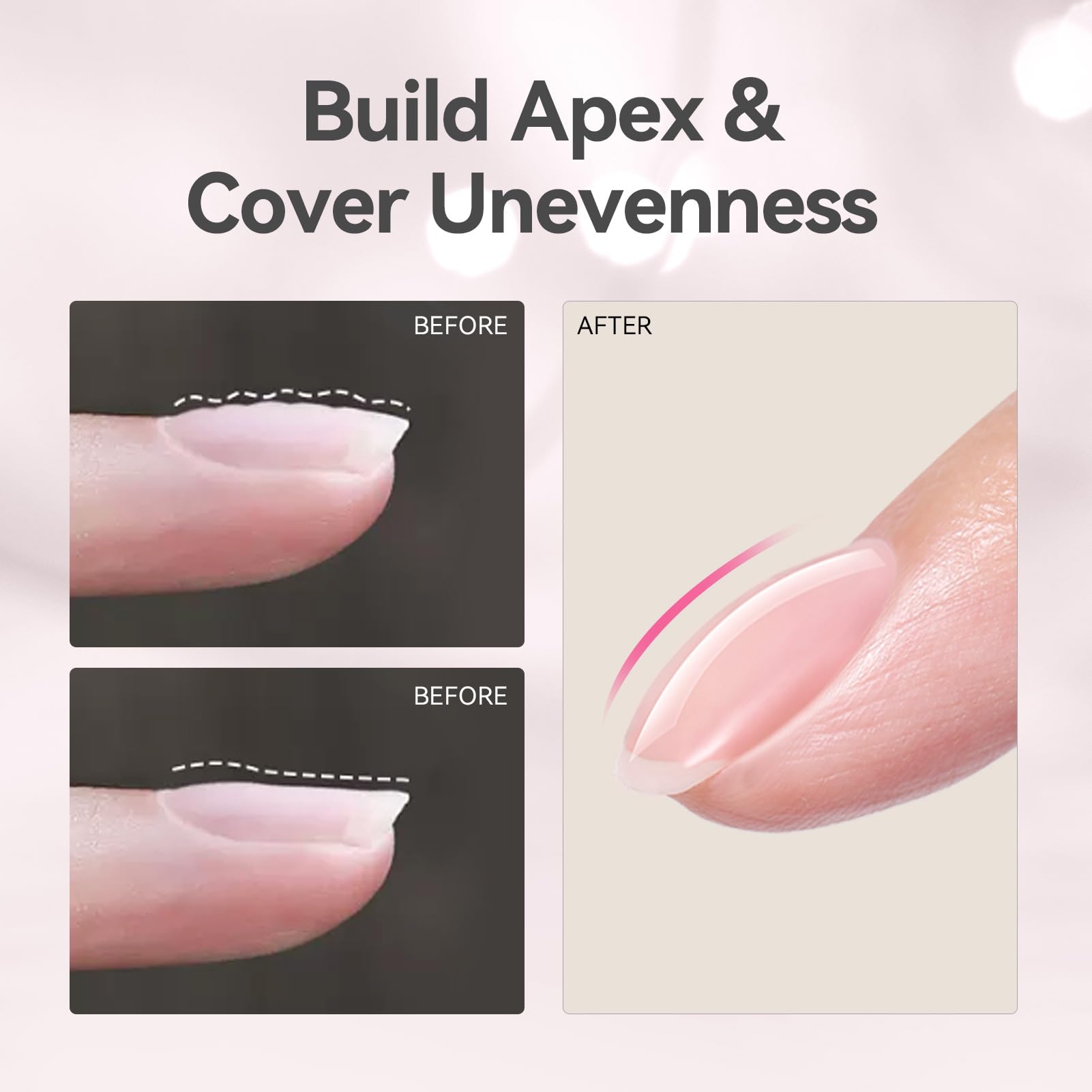 BORN PRETTY Builder Gel for Nails, 8-in-1 Extension Gel Strengthener Gel Hard Builder Nail Gel Base Top Gel, Pink Gel Builder Rhinestone Nail Glue Gel in A Bottle Nails 15ML - Image 3