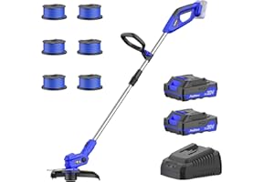 PULITUO 20V Cordless String Trimmer with Auto Feed Feature, 2 * 2.0Ah Batteries, 11.8-Inch Grass Trimmer, 9000RPM High Speed,Lawn Mower with Interval Protection, 5 Spools,Ideal for Lawn Trimming.