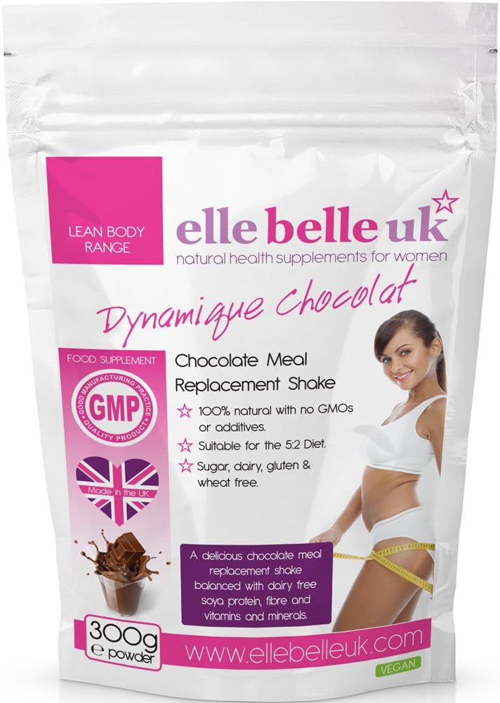 Chocolate Meal Replacement Shake - 300g (12 Servings) Perfect for The 5:2 Diet, The Fast Diet and Intermittent Fasting - Dairy, GMOs & Gluten Free - Elle Belle UK - Made in The UK.