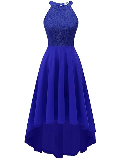 YOYAKER Damen Vintage Retro Spitzen Ärmellos Vokuhila Brautjungfernkleider Cocktail Party Abendkleider