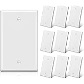 BESTTEN 10 Pack 1-Gang Blank No Device Wall Plate, Unbreakable Polycarbonate Outlet Cover, Full Plate Cover for Box Mount, cU