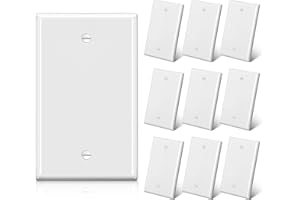 BESTTEN 10 Pack 1-Gang Blank No Device Wall Plate, Unbreakable Polycarbonate Outlet Cover, Full Plate Cover for Box Mount, cU