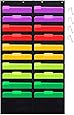 Godery Folder Pocket Chart (Black), Cascading Wall Organizer for School, Classroom, Home or Office Use, 20 Pocket Chart Hanging Wall Organizer with 4 Hangers