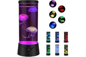 BiKiBao Jellyfish Lamp with 9 Color Changing 2 Mode Portabe Jelly fish Night Light Tank LED Mood Lamp Home Decor Night Light Liquid Motion Lamps Ideal Gift for Kids Women Men