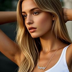 AOLO Layla Heart Name Necklace Silver Stainless