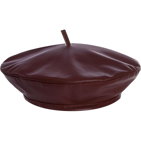 Womens Classic Pu Leather French Beret Hat (Black) at Amazon  display picture 1