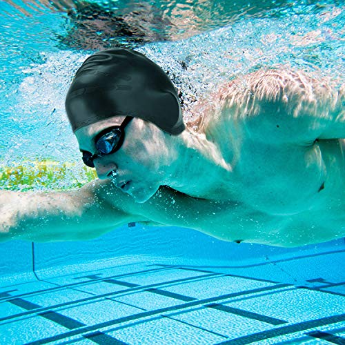 image for Norme 3 Pieces Waterproof Swimming Cap with Ear Silicone Swim Cap Unis