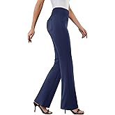 DLOODA Womens Dress Pants Stretchy Work Pants Business Casual Office Trousers Pull On Flare Slacks with 4 Pockets
