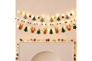 PLAITAOAI Merry Christmas Banner with Lights,DIY Hanging Decor for Christmas Tree,Home,Office,Fireplace,Farmhouse (E)