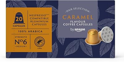 Cápsulas de Aluminio de Café Sabor Caramelo Compatibles con Nespresso, 20 Unidades (1 Paquete de 20), Certificadas por Rainforest Alliance