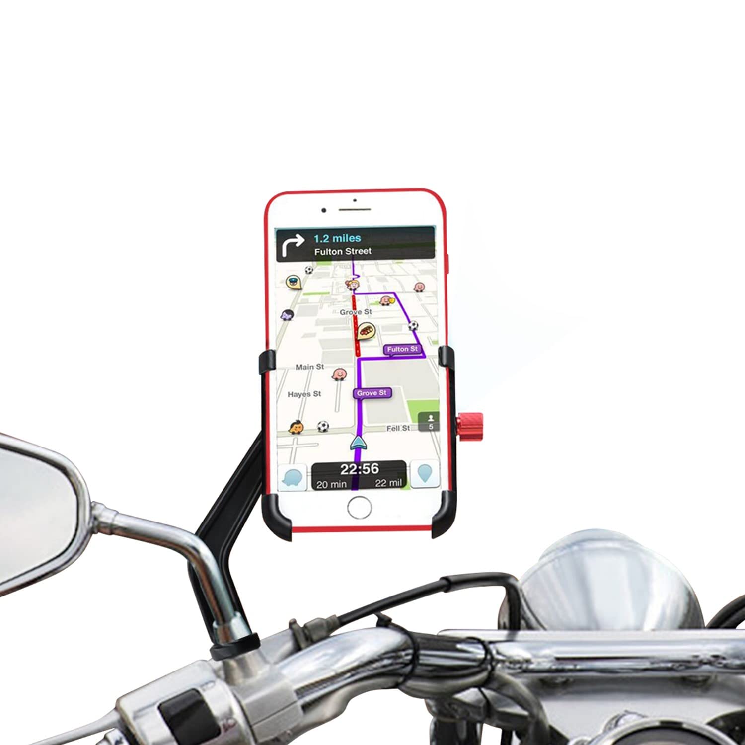 BTNEEU Motorcycle Phone Mount Aluminium, Universal Motorbike Phone Holder 360° Rotatable Adjustable Phone Holder for Motorcycle Mirror Phone Mount Compatible with Smartphones 4-6.8" (black)