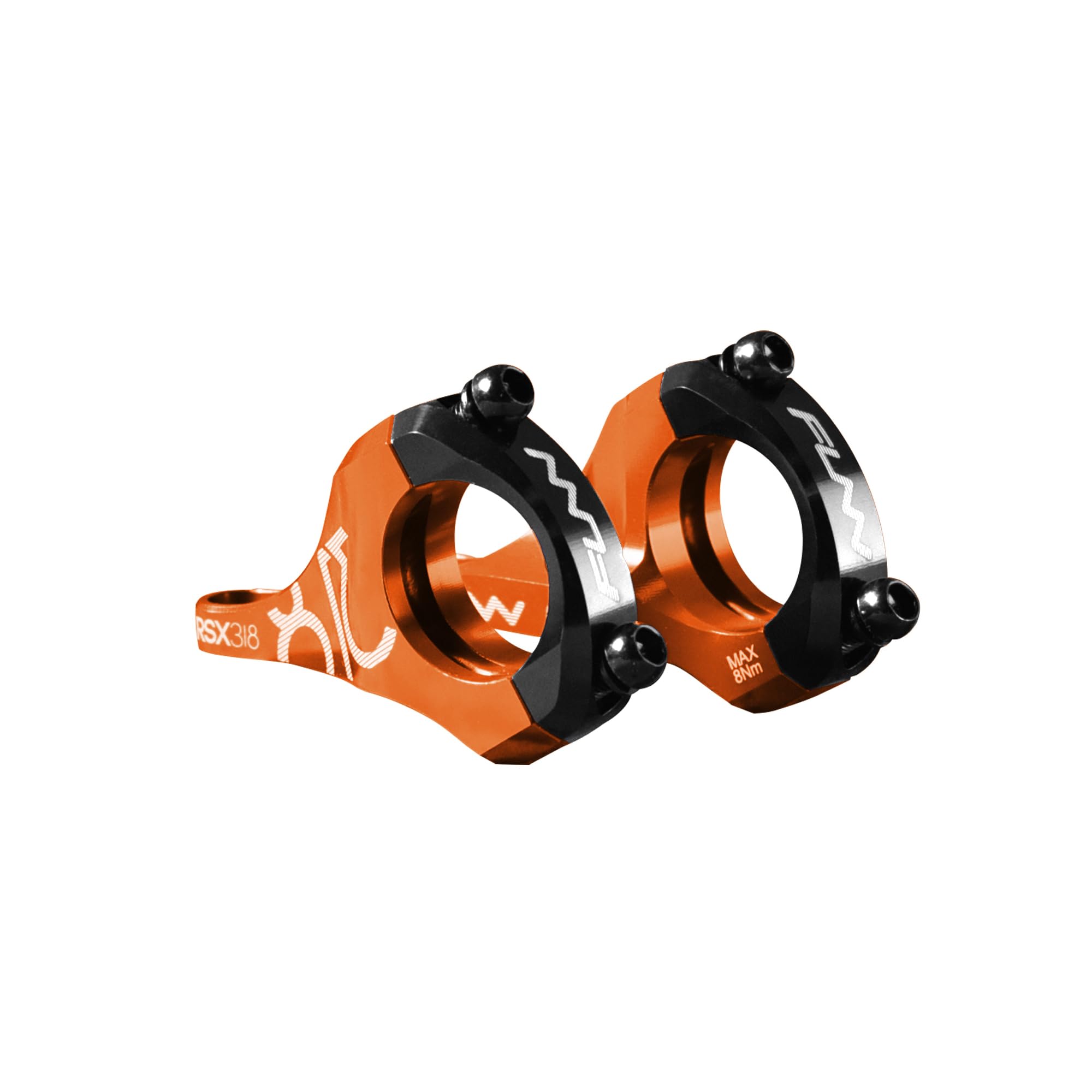 Funn RSX Mountain Bike Direct Mount Bike Stem with 31.8mm Bar Clamp, 2 Pieces Lightweight Split Design for Dual Crown Forks, Adjustable Extension 45-50mm with 20mm Rise (Orange) — image 1