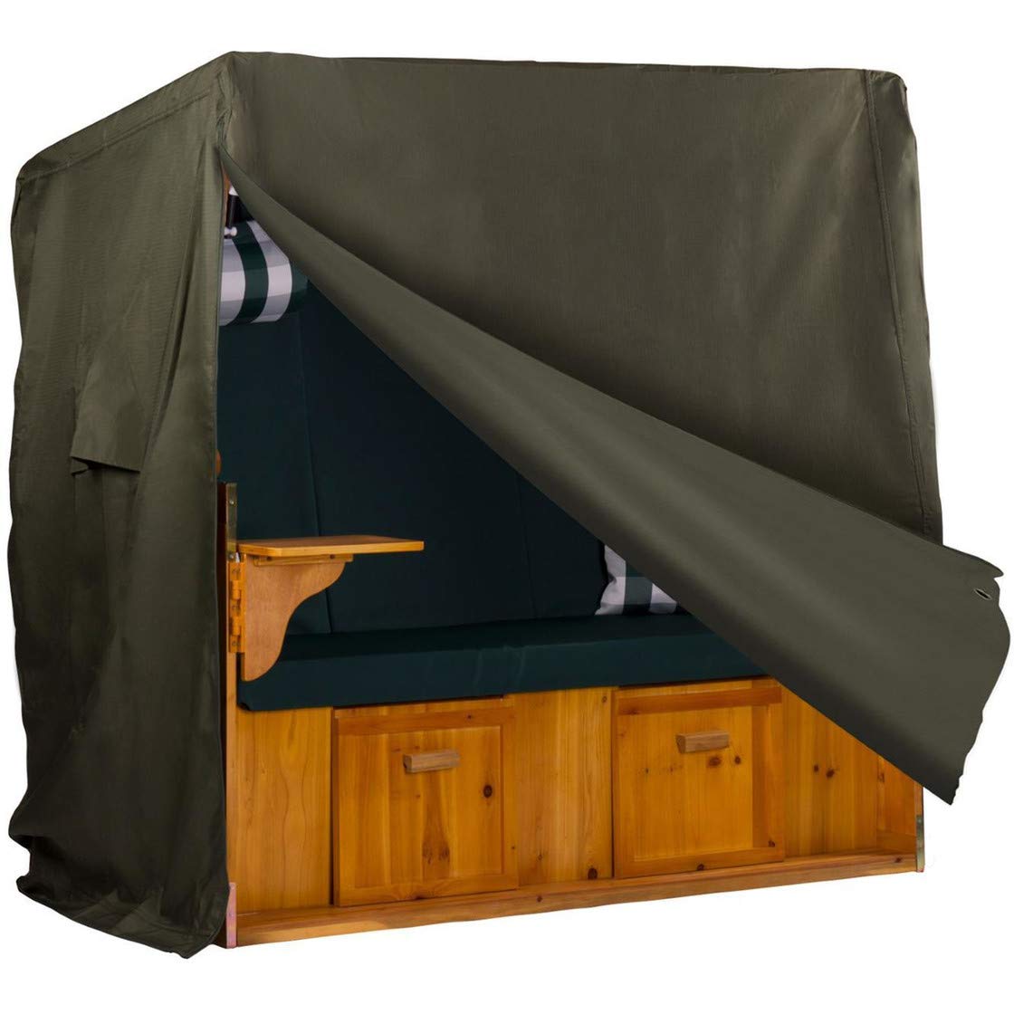 Webavita Exquisit beach chair protective cover made of weather-resistant 600d Oxford fabric, colour: green, winterproof, breathable, size XL - approx. 155 cm x 150 cm x 85 cm (W x H x D)