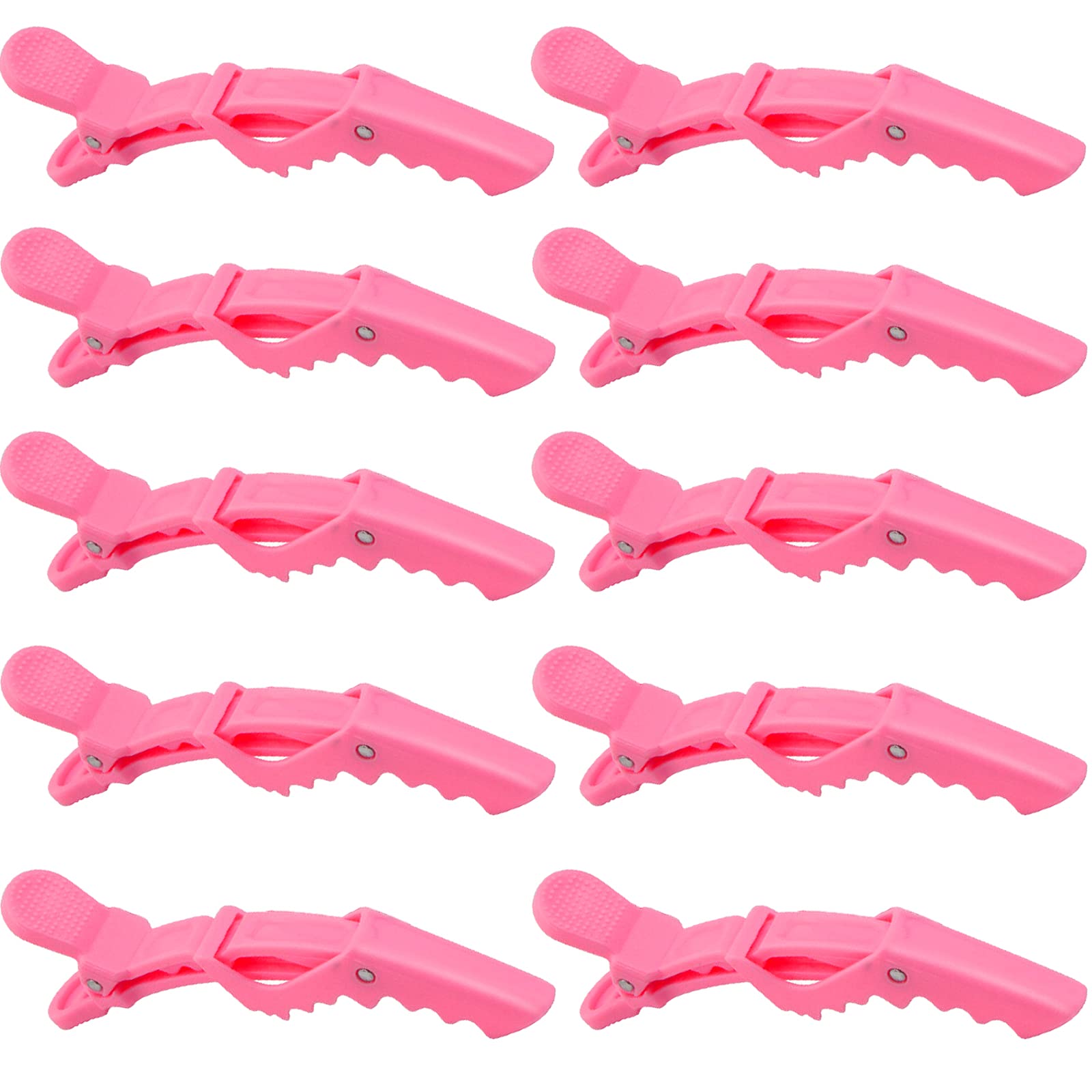 10x Crocodile Hair Clips Barrette,Professional Styling Hair Clips,Sectioning Clamp for Thick Hair,with Nonslip Grip and Wide Teeth for Salon Home Use Women and Girls (Pink)