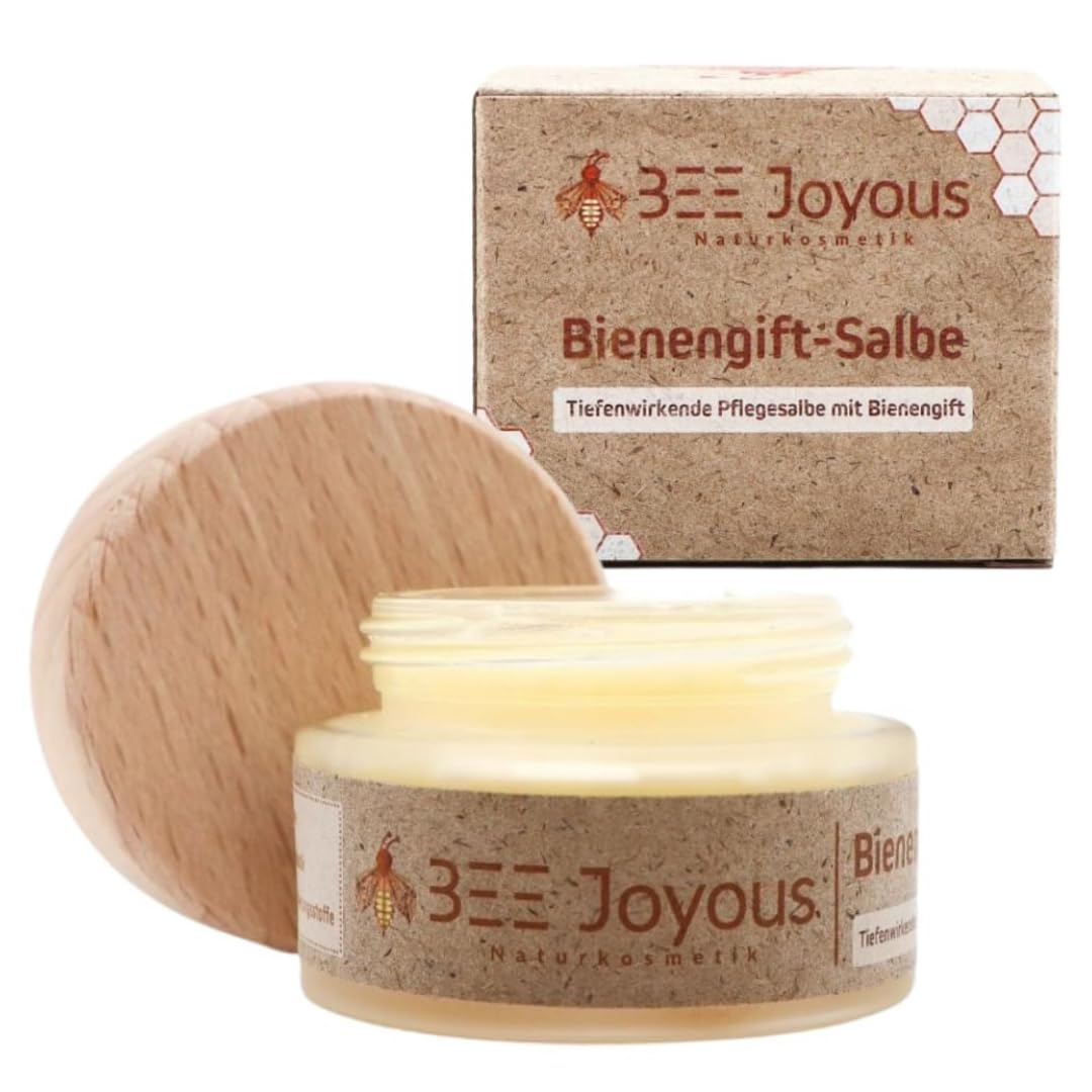 BEE Joyous Bee Venom Ointment, Bee Venom Cream, Against Arrosis & Pain, Bee Venom Ointment with Jojoba Oil, Argan Oil, Shea Butter, Eucalyptus - Dermatest Tested