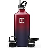 IRON °FLASK Camping & Hiking Hydration Flask with Straw, BPA-Free Insulated Stainless Steel Sports Water Bottle - 64 oz Dark Rainbow