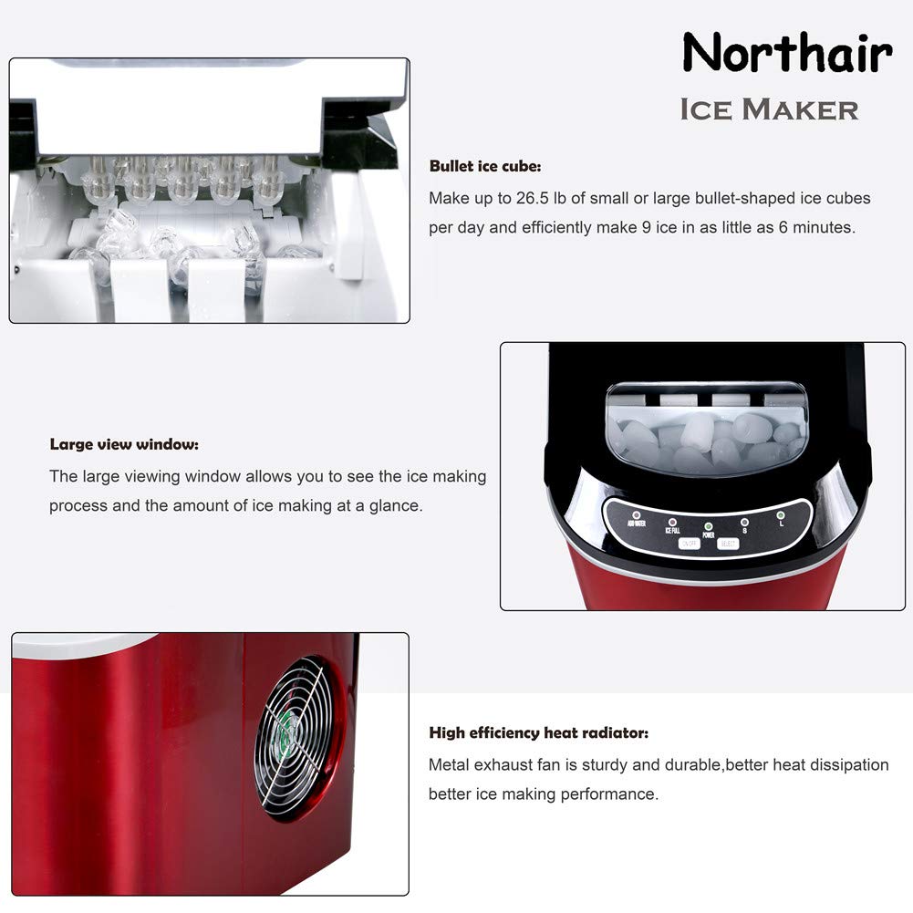 Black Northair HZB12/SA Portable Ice Maker Machine Counter Top with