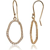 Sterling Silver Polished Cubic Zirconia Geometric Dainty Fishhook Dangle Earrings