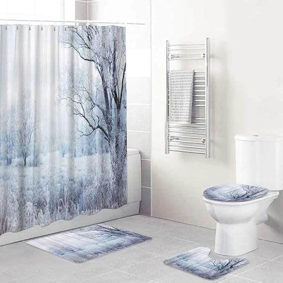 PENGTU Shower Curtain Sets with NonSlip Rugs