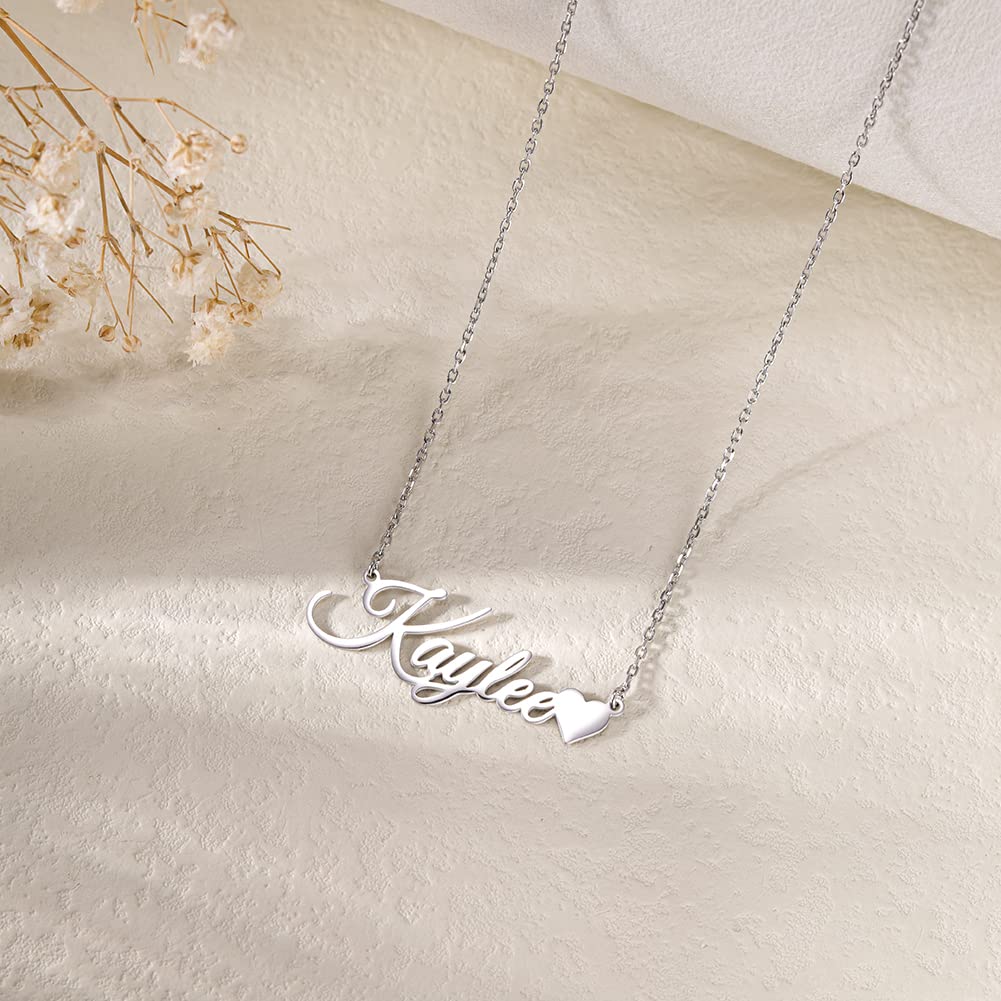 Lovenus Custom Name Necklace Personalized Sterling Silver Necklaces for Women Customized Name Necklaces Pendant Jewelry Gifts for Women