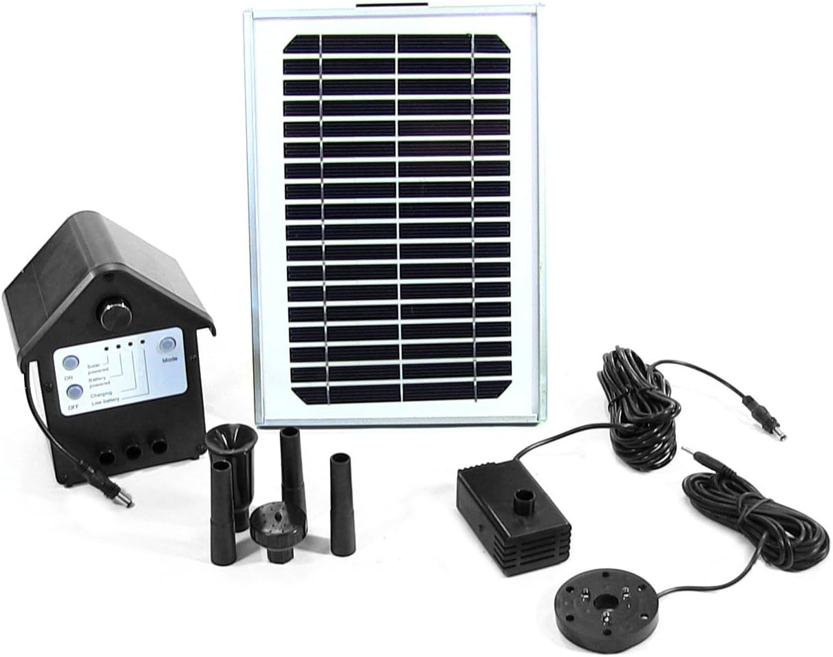 Sunnydaze 5W Solar Powered Water Pump and Panel Kit with Battery Pack and LED Light, 56-Inch Lift, Use for Outdoor Fountain, Bird Bath, or Pond : Garden & Outdoor