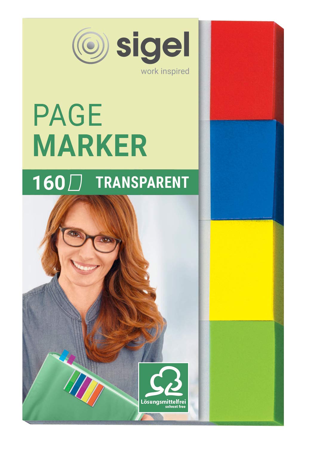 SIGEL HN670 Transparent Index Page Markers, 4 x 40 strips, Green/Yellow/Blue/Red