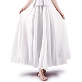 Aeslech Women's Bohemian Elastic Waist A Line Long Maxi Cotton Linen Skirt