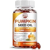 Pumpkin Seed Oil with Saw Palmetto, 3500mg Max Strength per Serving, 150 Softgels, Cold-Pressed with Essential Fatty Acids & Phytosterols, Supports Immune, Hair, Bladder & Prostate Health