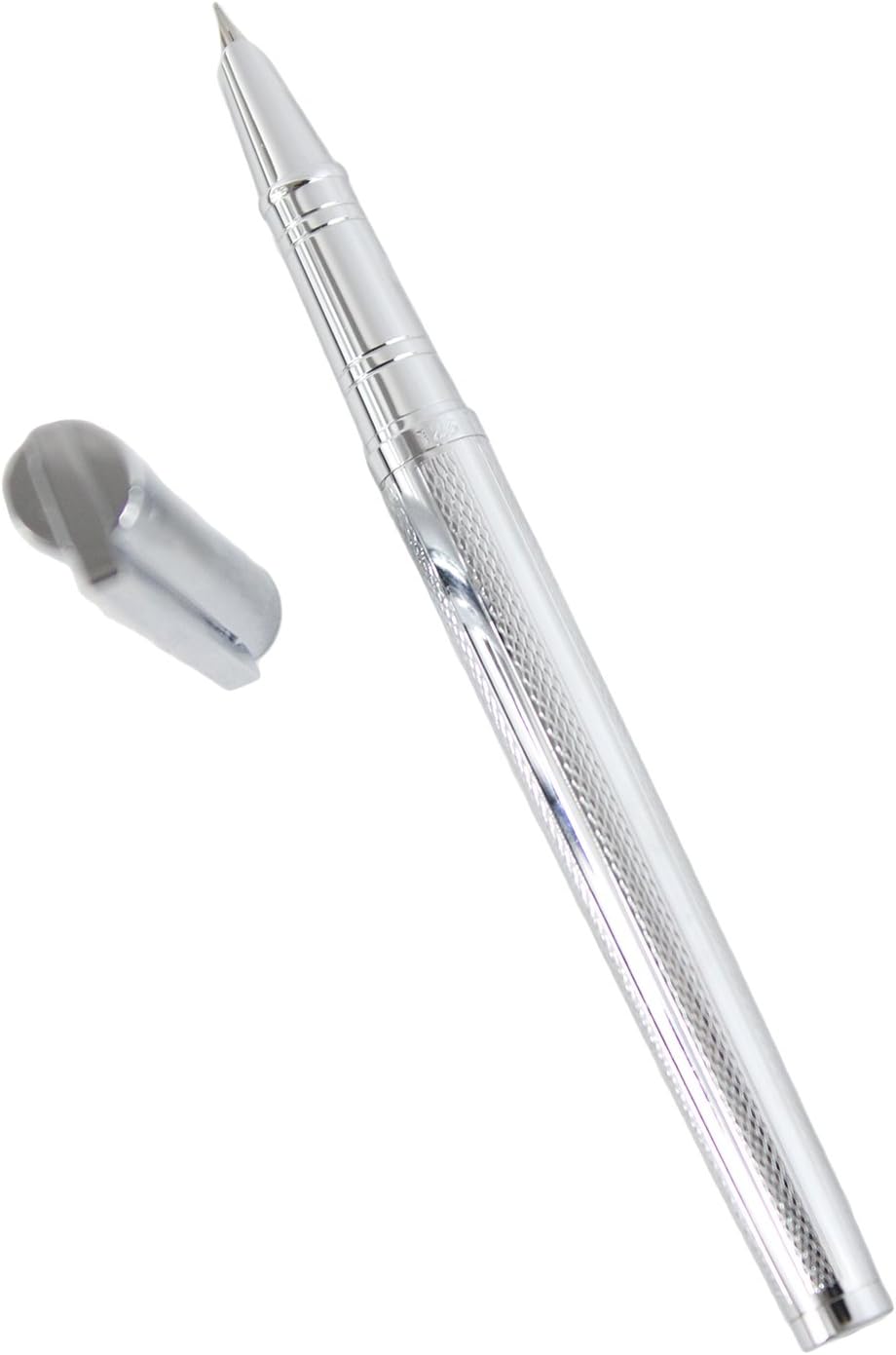 Sipliv 126 Slim Fountain Pen with Gift Box, Silver Clip, Fine Nib, Stainless Steel Embossing, Silver Embossing - Image 4